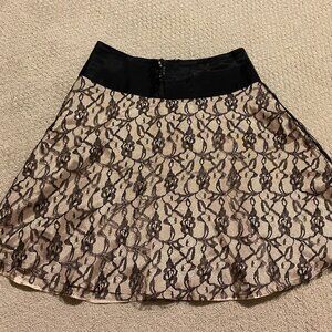 Women's Guess Jeans Layered Lace A Line Midi Skirt, Black Cream, Size 26